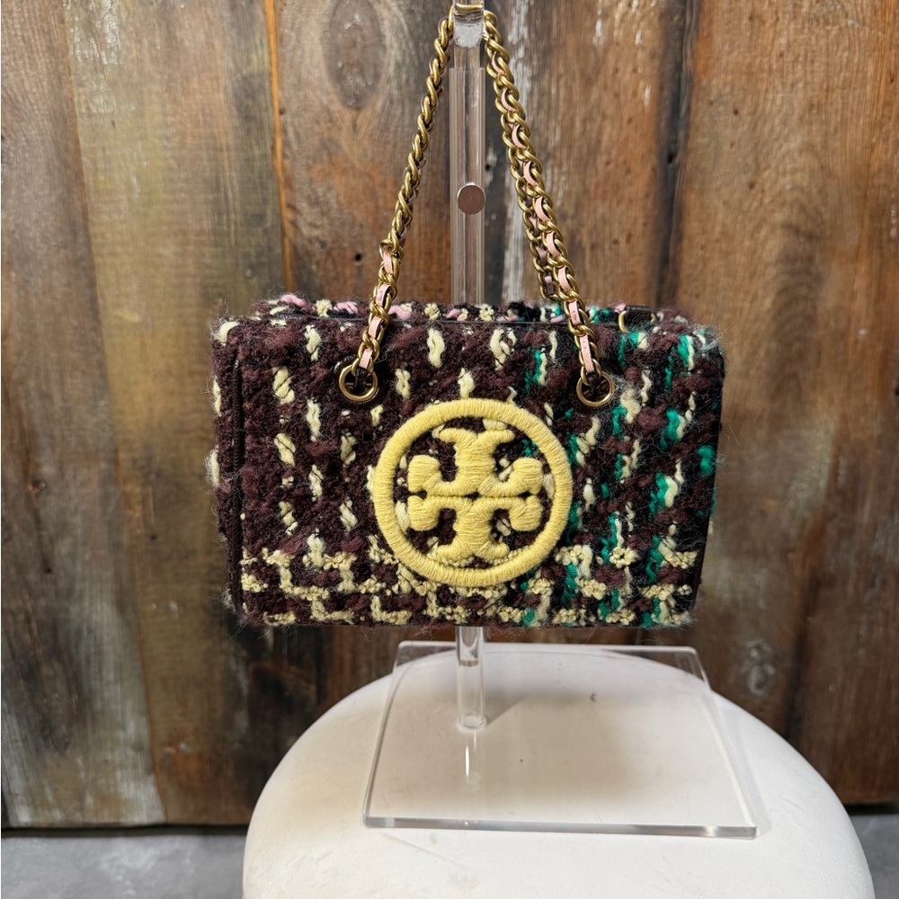Tory Burch Tweed Mini Bag with Gold Accents